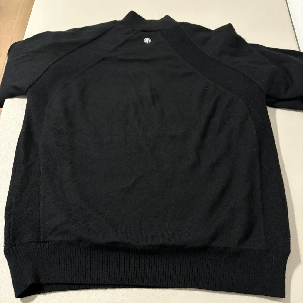 Sunice Windstopper Mens L 1/4 Zip Golf Sweater Black 100% Wool‎ Lined Pullover